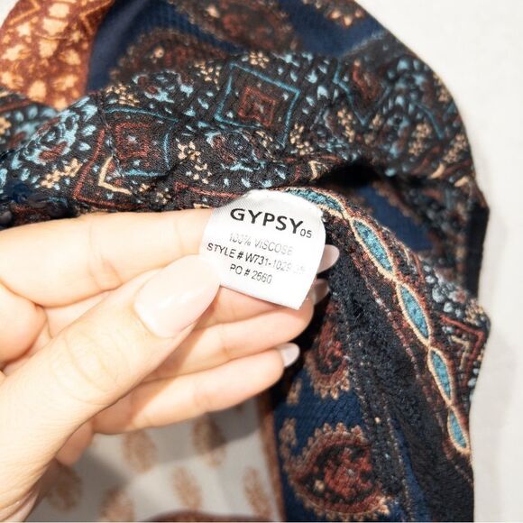 New Gypsy 05 Global Village Paisley Bohemian Blouse Size Medium - Picture 4 of 6